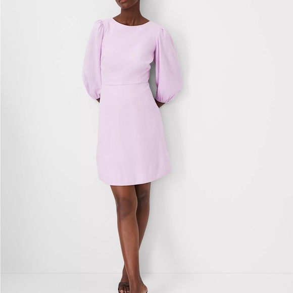 Ann Taylor Dresses & Skirts - NWT Ann Taylor Lavender Puff Sleeve Linen Dress
Perfect for Spring!